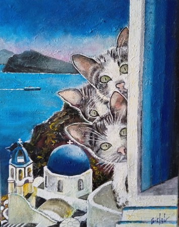 Petits chats à l-ile grecque de Santorin juin 2023.jpg